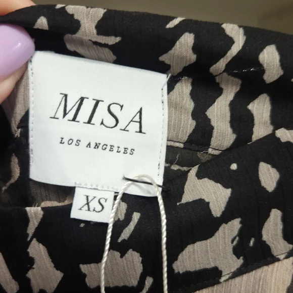 Misa Los Angeles Danillea Zebra Print Maxi Ruffled High-Low Skirt- Black & Pink - Picture 2 of 6